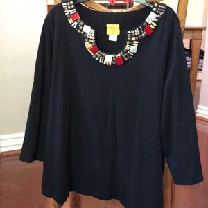 Ruby Rd Beaded Neck Blouse